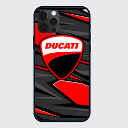 Чехол для iPhone 12 Pro Ducati - red stripes, цвет: 3D-черный