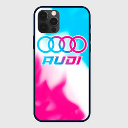 Чехол для iPhone 12 Pro Audi neon gradient style, цвет: 3D-черный