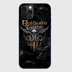 Чехол для iPhone 12 Pro Baldurs Gate 3 dark logo, цвет: 3D-черный