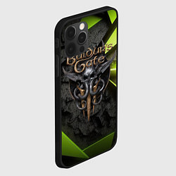 Чехол для iPhone 12 Pro Baldurs Gate 3 logo green abstract, цвет: 3D-черный — фото 2