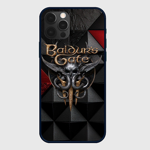 Чехол iPhone 12 Pro Baldurs Gate 3 logo red black / 3D-Черный – фото 1