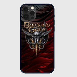 Чехол для iPhone 12 Pro Baldurs Gate 3 logo dark red black, цвет: 3D-черный