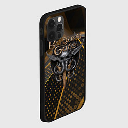 Чехол для iPhone 12 Pro Baldurs Gate 3 logo dark gold geometry, цвет: 3D-черный — фото 2