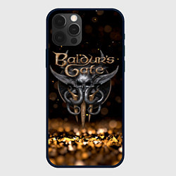 Чехол для iPhone 12 Pro Baldurs Gate 3 logo dark gold logo, цвет: 3D-черный