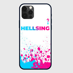 Чехол для iPhone 12 Pro Hellsing neon gradient style: символ сверху, цвет: 3D-черный