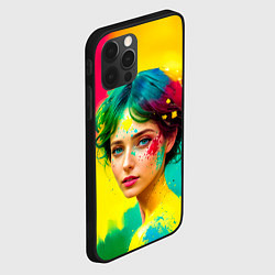 Чехол для iPhone 12 Pro Девушка с зелёными глазами в брызгах краски, цвет: 3D-черный — фото 2