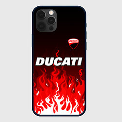 Чехол для iPhone 12 Pro Ducati- красное пламя, цвет: 3D-черный