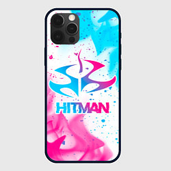 Чехол для iPhone 12 Pro Hitman neon gradient style, цвет: 3D-черный
