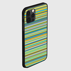 Чехол для iPhone 12 Pro Горизонтальные разноцветные полосы, цвет: 3D-черный — фото 2