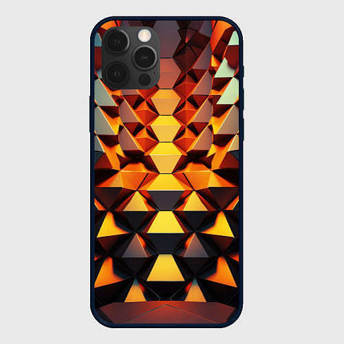 Чехол iPhone 12 Pro Объемные кубы полигон / 3D-Черный – фото 1