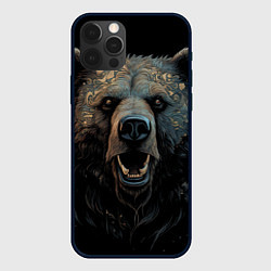 Чехол для iPhone 12 Pro Мощный медведь, цвет: 3D-черный