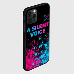 Чехол для iPhone 12 Pro A Silent Voice - neon gradient: символ сверху, цвет: 3D-черный — фото 2