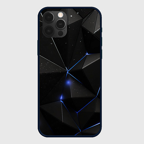 Чехол iPhone 12 Pro Black geometry texture / 3D-Черный – фото 1