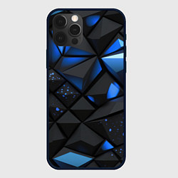 Чехол для iPhone 12 Pro Blue black texture, цвет: 3D-черный