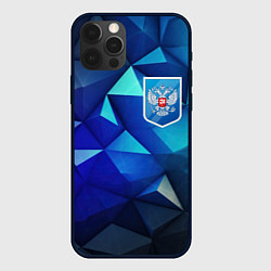 Чехол для iPhone 12 Pro Russia blue abstract, цвет: 3D-черный