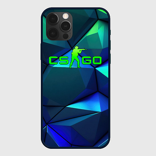 Чехол iPhone 12 Pro CSGO blue green gradient / 3D-Черный – фото 1
