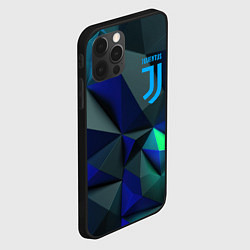 Чехол для iPhone 12 Pro Juventus blue abstract logo, цвет: 3D-черный — фото 2