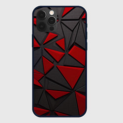 Чехол для iPhone 12 Pro Черные и красные объемные элементы, цвет: 3D-черный