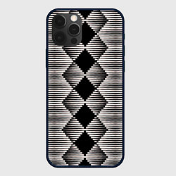 Чехол для iPhone 12 Pro Черные бежевые ромбы, цвет: 3D-черный