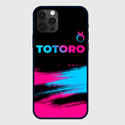 Чехол для iPhone 12 Pro Totoro - neon gradient: символ сверху, цвет: 3D-черный