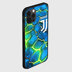 Чехол для iPhone 12 Pro Juventus blue green neon, цвет: 3D-черный — фото 2