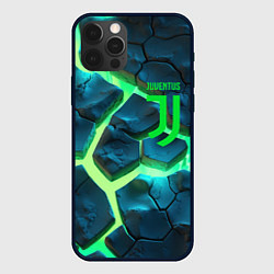Чехол для iPhone 12 Pro Ювентус разлом зеленых плит, цвет: 3D-черный