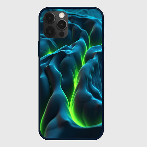 Чехол iPhone 12 Pro Зеленая кислотная текстура с плитами / 3D-Черный – фото 1