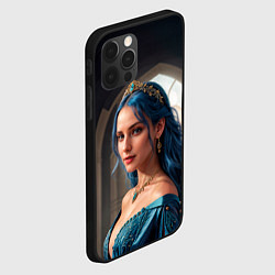 Чехол для iPhone 12 Pro Девушка принцесса с синими волосами, цвет: 3D-черный — фото 2