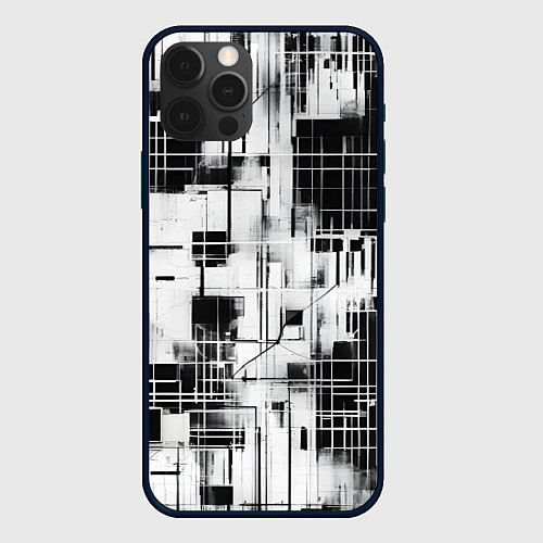 Чехол iPhone 12 Pro Кибер Сетка гранж / 3D-Черный – фото 1