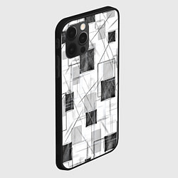 Чехол для iPhone 12 Pro Квадраты и штрихи, цвет: 3D-черный — фото 2