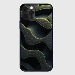 Чехол для iPhone 12 Pro Объемная темная текстура, цвет: 3D-черный