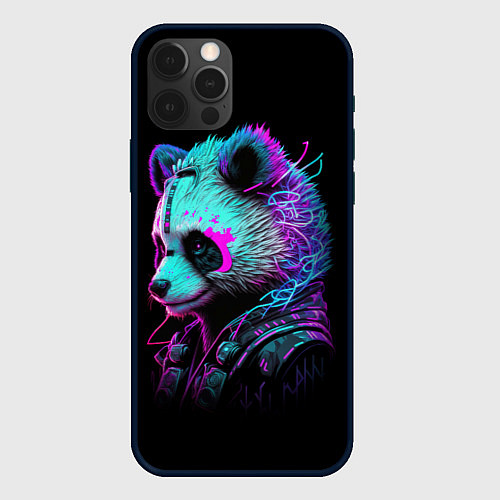 Чехол iPhone 12 Pro Панда киберпанк / 3D-Черный – фото 1