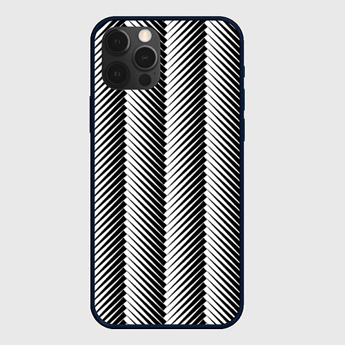 Чехол iPhone 12 Pro Геометрический узор в елочку / 3D-Черный – фото 1