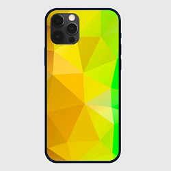 Чехол для iPhone 12 Pro Жёлто-зелёная геометрия, цвет: 3D-черный