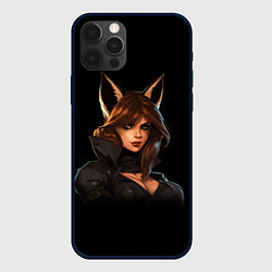Чехол для iPhone 12 Pro Девушка с ушами лисы, цвет: 3D-черный