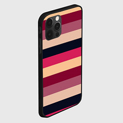 Чехол для iPhone 12 Pro Широкие полосы розовый, цвет: 3D-черный — фото 2