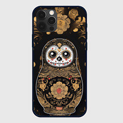 Чехол для iPhone 12 Pro Матрешка в мексиканском стиле ко Дню мертвых, цвет: 3D-черный