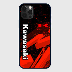 Чехол для iPhone 12 Pro Кавасаки - красные брызги, цвет: 3D-черный
