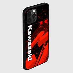 Чехол для iPhone 12 Pro Кавасаки - красные брызги, цвет: 3D-черный — фото 2