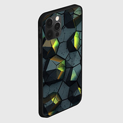 Чехол для iPhone 12 Pro Черная текстура с зелеными камнями, цвет: 3D-черный — фото 2