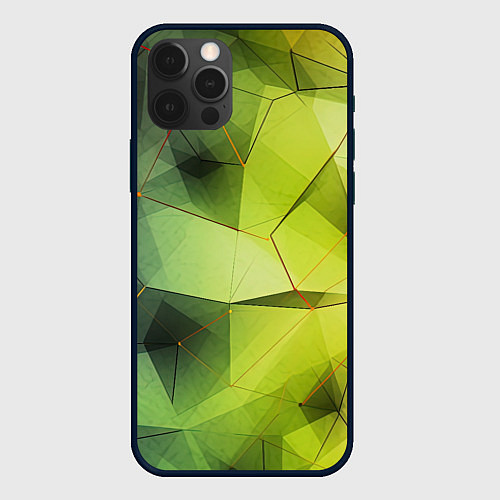 Чехол iPhone 12 Pro Зеленая текстура объемная / 3D-Черный – фото 1