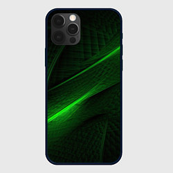 Чехол для iPhone 12 Pro Green neon lines, цвет: 3D-черный