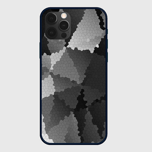 Чехол iPhone 12 Pro Мозаичный узор в серых оттенках / 3D-Черный – фото 1