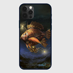 Чехол для iPhone 12 Pro Рыба-дирижабль в ночи, цвет: 3D-черный