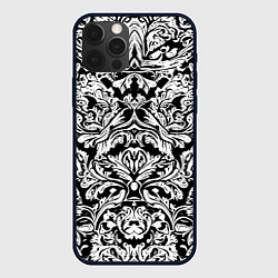 Чехол для iPhone 12 Pro Floral pattern - irezumi - neural network, цвет: 3D-черный