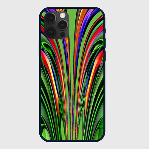 Чехол iPhone 12 Pro Зеленые прожилки / 3D-Черный – фото 1