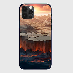 Чехол для iPhone 12 Pro Разлом земли и лавовой поверхности, цвет: 3D-черный