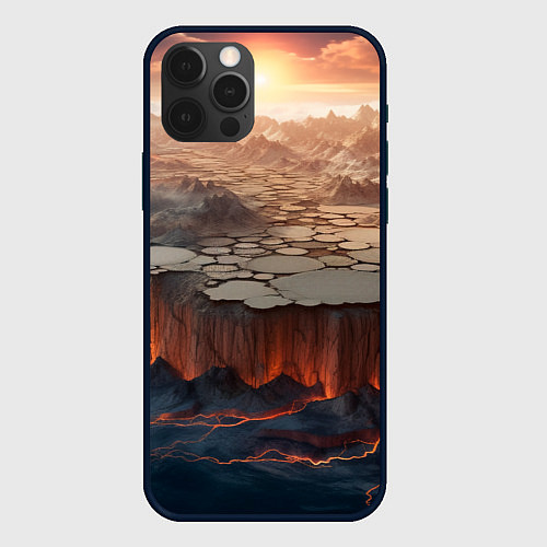 Чехол iPhone 12 Pro Разлом земли и лавовой поверхности / 3D-Черный – фото 1