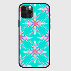 Чехол для iPhone 12 Pro Геометрический цветочный узор, цвет: 3D-черный