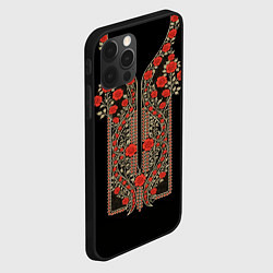 Чехол для iPhone 12 Pro Растительный цветочный орнамент - красные розы на, цвет: 3D-черный — фото 2